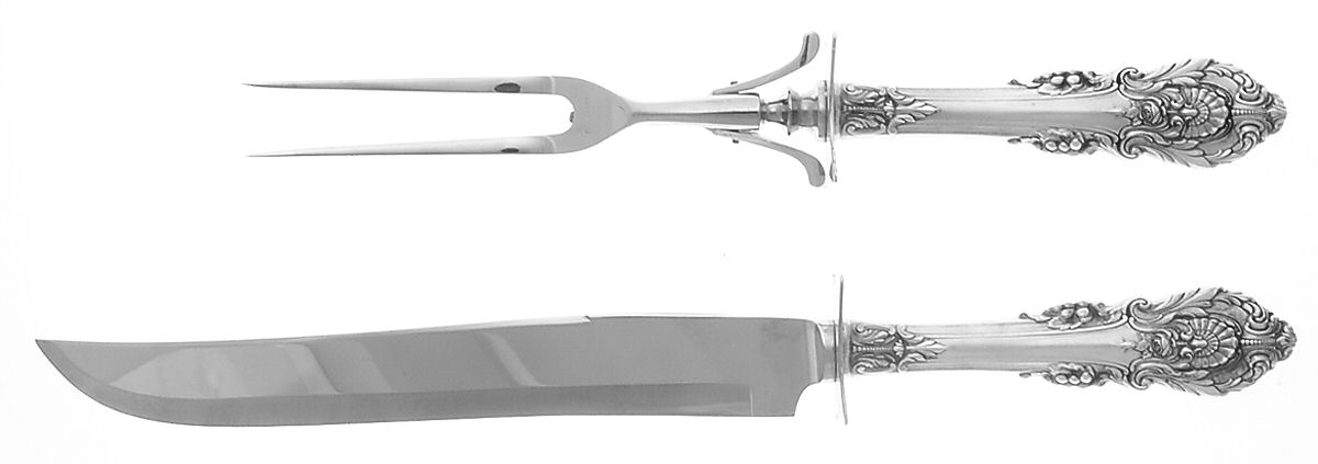 Sir Christopher (Sterling) Large 2-Piece Roast Carving Set w/ Stainless Blade by Wallace Silver-1