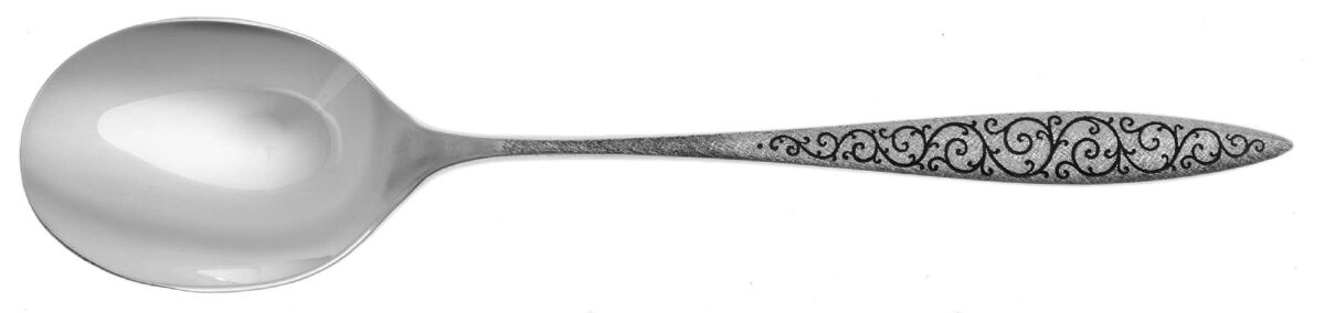 Spanish Lace (Sterling, 1964) Round Bowl Soup Spoon (Cream Soup) HC by Wallace Silver-1