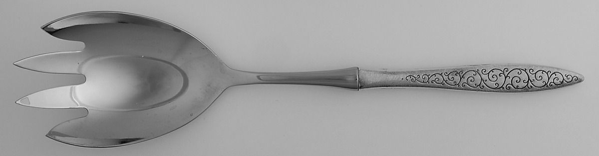 Spanish Lace (Sterling, 1964) Salad Serving Fork with Stainless Prongs by Wallace Silver-1