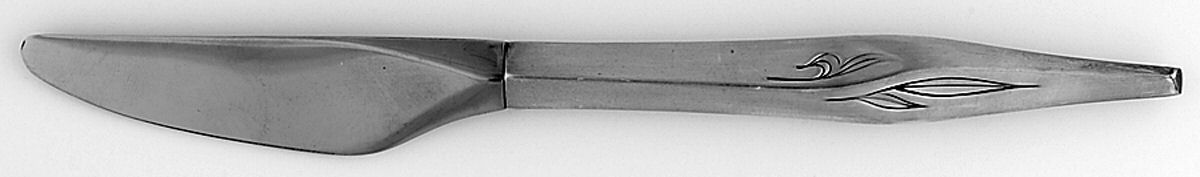 Still Mood (Sterling, 1963) Modern Hollow Butter Spreader (Stainless) by Wallace Silver-1