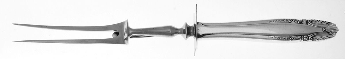 Stradivari (Sterling, 1937, No Monograms) Large Stainless-Prong Roast Carving Fork by Wallace Silver-1