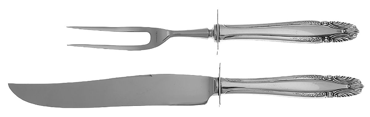 Stradivari (Sterling, 1937, No Monograms) Small Steak 2-Piece Carving Set w/Stainless Blade by Wallace Silver-1