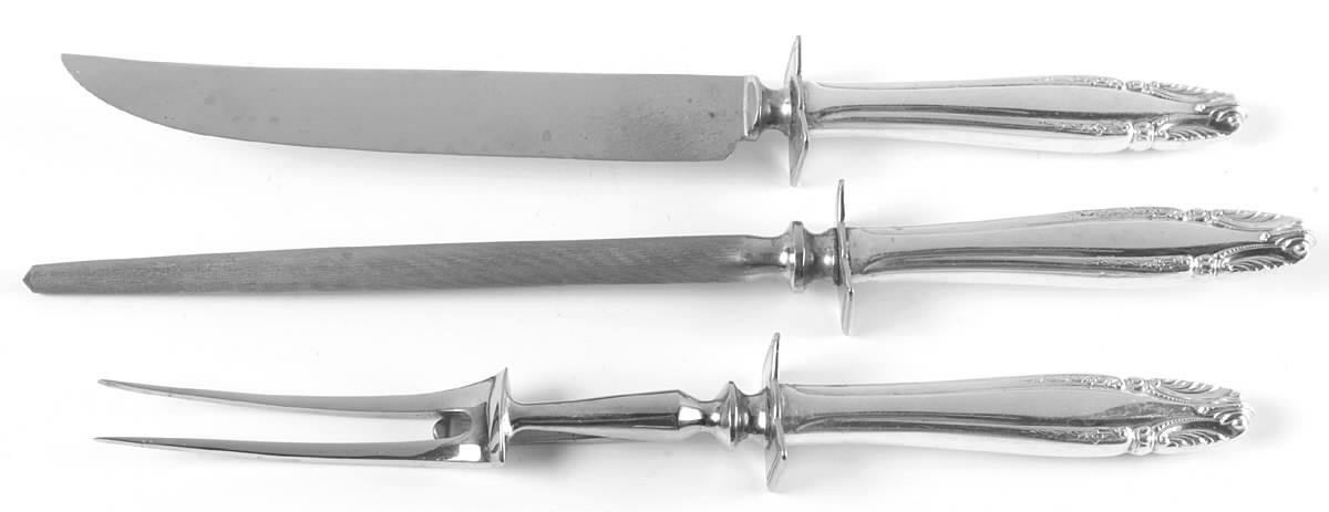 Stradivari (Sterling, 1937, No Monograms) Small Steak 3-Piece Carving Set with Stainless Blade by Wallace Silver-1
