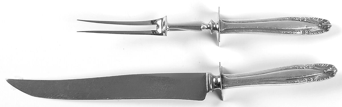 Stradivari (Sterling, 1937, No Monograms) Large 2-Piece Roast Carving Set w/Stainless Blade by Wallace Silver-1