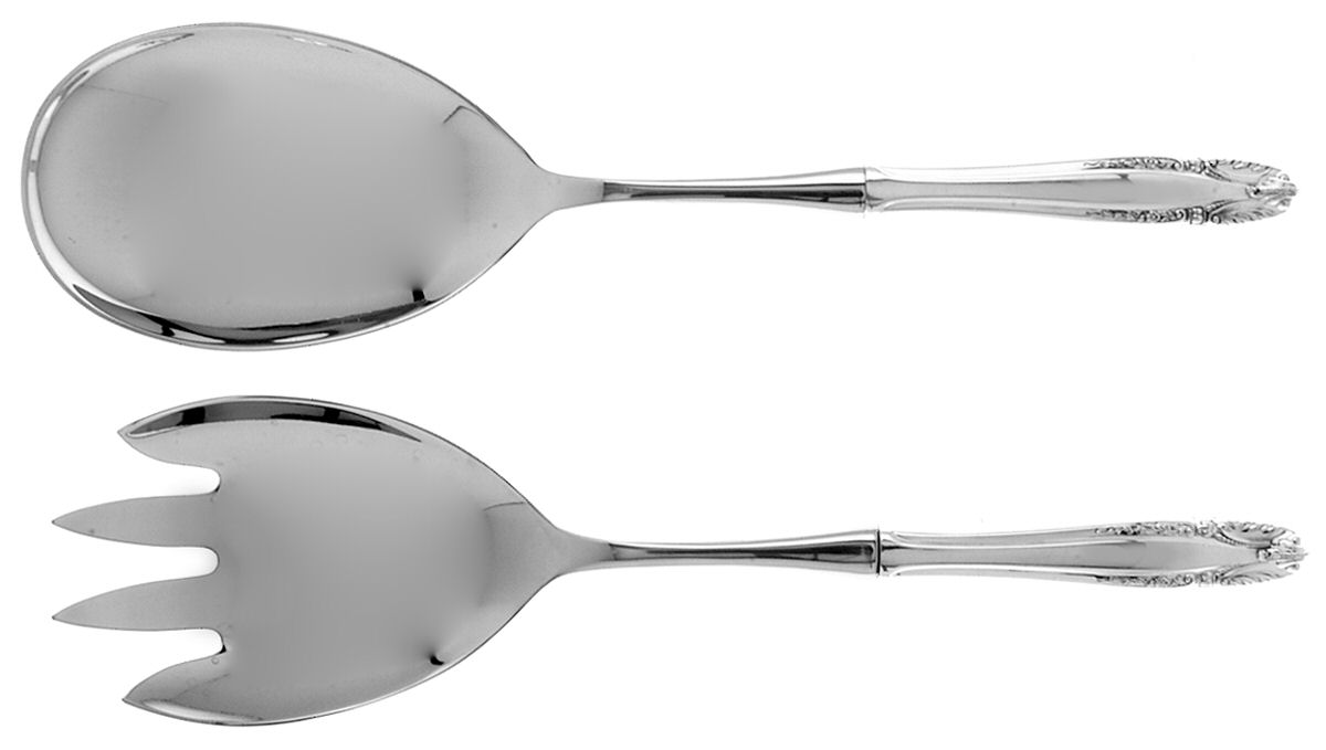Stradivari (Sterling, 1937, No Monograms) 2 Pc Salad Set with Stainless Bowl by Wallace Silver-1