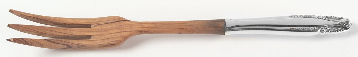 Stradivari (Sterling, 1937, No Monograms) Salad Serving Fork Wooden Prongs by Wallace Silver-1