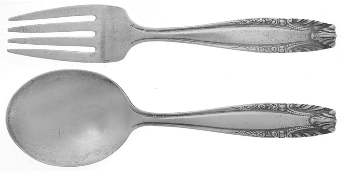 Stradivari (Sterling, 1937, No Monograms) 2 Pc Baby Set (BF, BS) by Wallace Silver-1