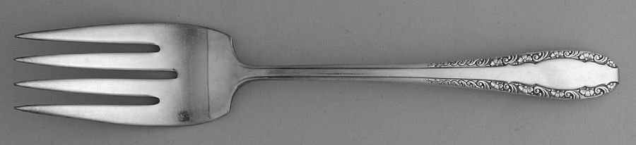 Sweetheart (Silverplate, 1940) Medium Solid Cold Meat Serving Fork by Wallace Silver-1