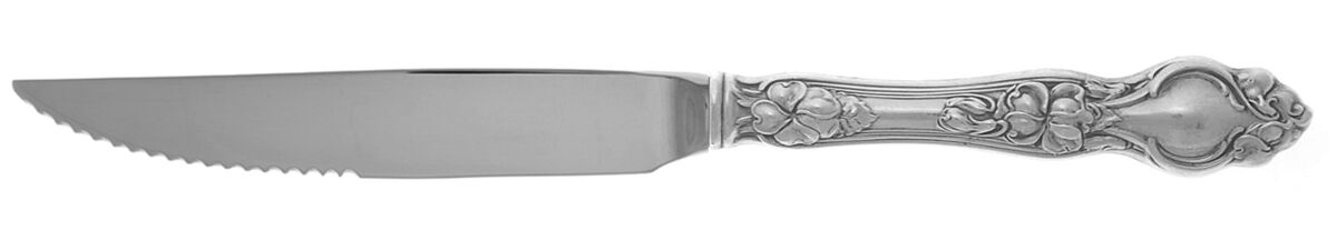 Violet (Sterling, 1904, No Monograms) Steak Knife Individual Hollow, Serrate HC by Wallace Silver-1