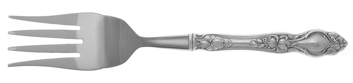 Violet (Sterling, 1904, No Monograms) Cold Meat Fork Large, Stainless Tines HC by Wallace Silver-1