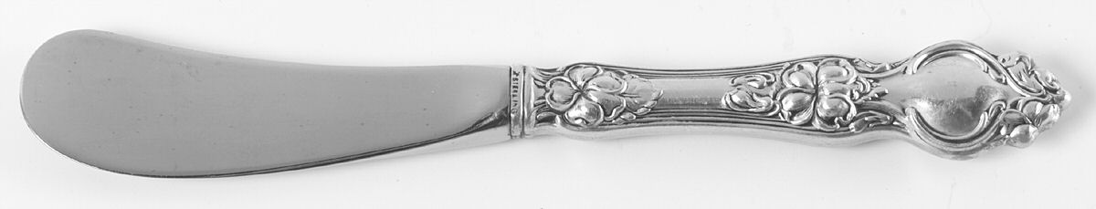Violet (Sterling, 1904, No Monograms) Butter Spreader Hollow Hdl-Paddle/Stainless Blade by Wallace Silver-1