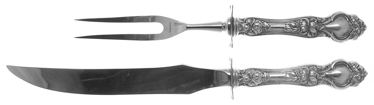 Violet (Sterling, 1904, No Monograms) 2 Piece Small Carving Set W/ Sterling Guard by Wallace Silver-1