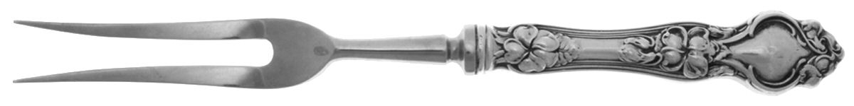 Violet (Sterling, 1904, No Monograms) Small Steak Carving Fork with Stainless Prongs by Wallace Silver-1