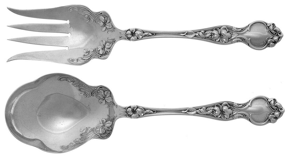 Violet (Sterling, 1904, No Monograms) (2 Pc) Solid Salad Set by Wallace Silver-1