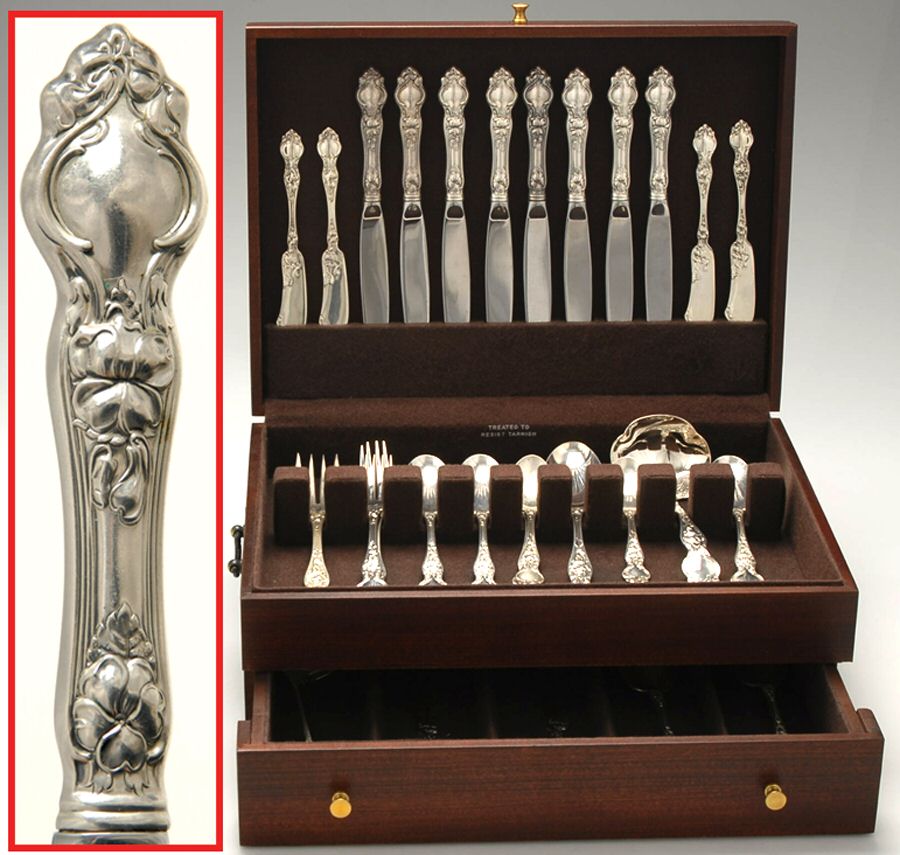 Violet (Sterling, 1904, No Monograms) 55 Piece Set by Wallace Silver-1