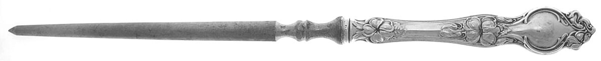 Violet (Sterling, 1904, No Monograms) Large Roast Knife Sharpener wSteel Rod by Wallace Silver-1