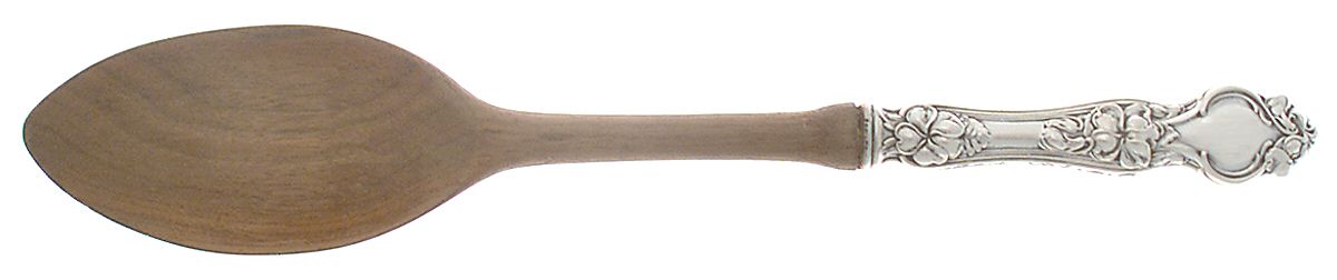 Violet (Sterling, 1904, No Monograms) Salad Serving Spoon with Wooden Bowl by Wallace Silver-1
