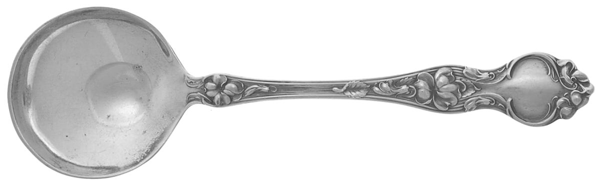 Violet (Sterling, 1904, No Monograms) Round Bowl Soup Spoon (Bouillon) by Wallace Silver-1