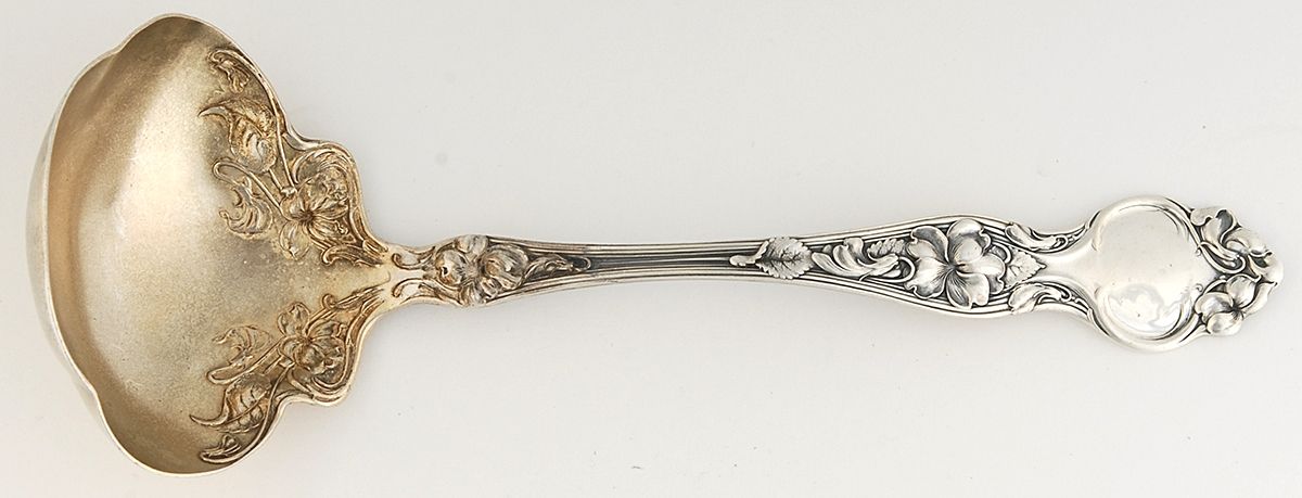 Violet (Sterling, 1904, No Monograms) Solid Gravy Ladle by Wallace Silver-1