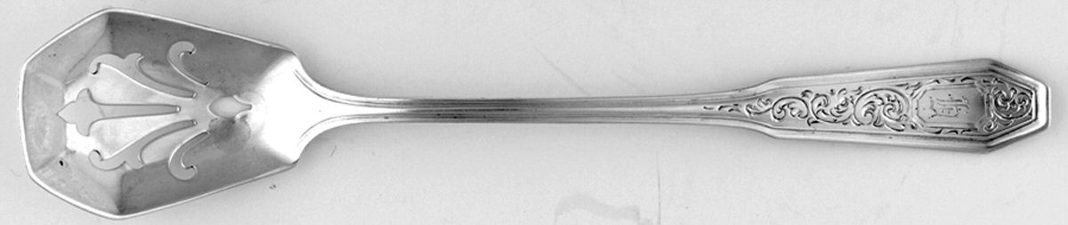 Warwick (Sterling, 1914) Pierced Bowl Short Handle Olive Spoon by Wallace Silver-1
