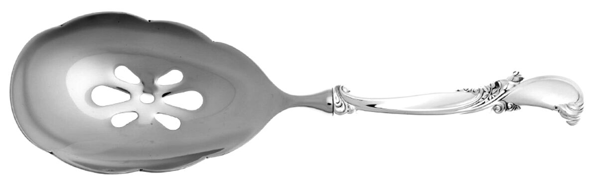 Waltz of Spring (Sterling, 1952) Pierced Serving Spoon with Stainless Bowl by Wallace Silver-1