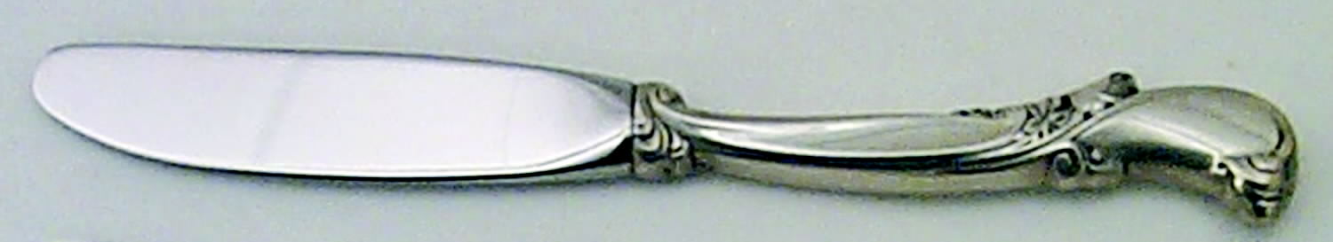 Waltz of Spring (Sterling, 1952) Modern Hollow Butter Spreader (Stainless) by Wallace Silver-1
