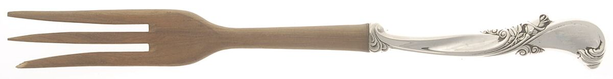 Waltz of Spring (Sterling, 1952) Salad Serving Fork with Wooden Prongs by Wallace Silver-1