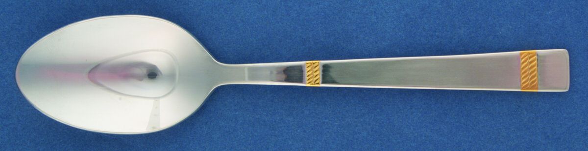Gold Laredo (Stainless, Gold Acct) Place/Oval Soup Spoon by Wallace Silver-1