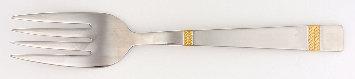 Gold Laredo (Stainless, Gold Acct) Medium Solid Cold Meat Serving Fork by Wallace Silver-1