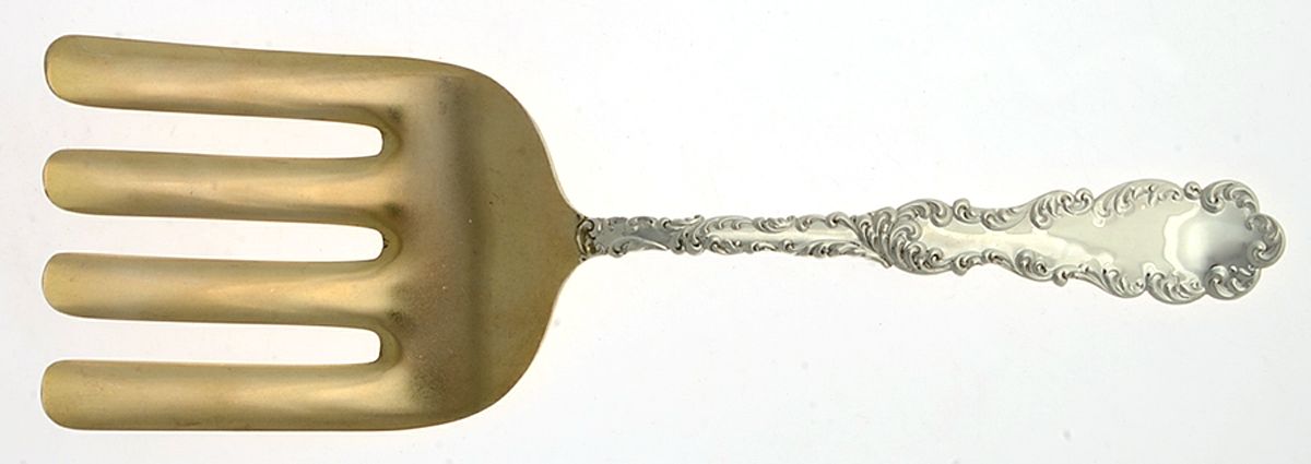Waverly (Sterling, 1890) Large Solid Asparagus Serving Fork by Wallace Silver-1