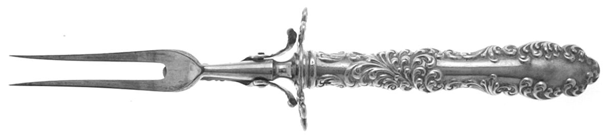 Waverly (Sterling, 1890) Small Steak Carving Fork with Stainless Prongs by Wallace Silver-1