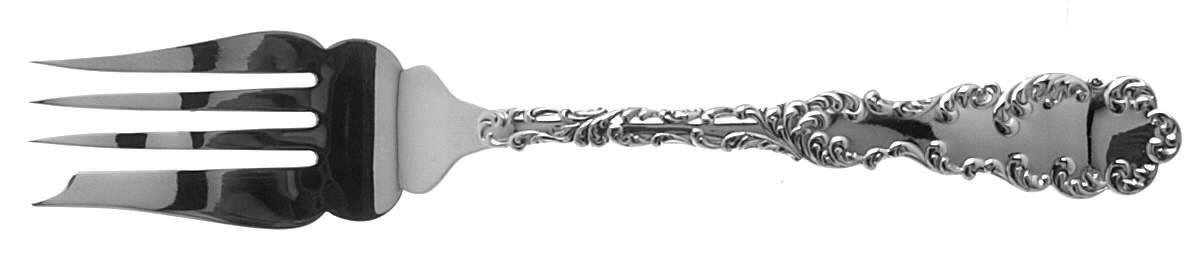Waverly (Sterling, 1890) Medium Solid Cold Meat Serving Fork by Wallace Silver-1