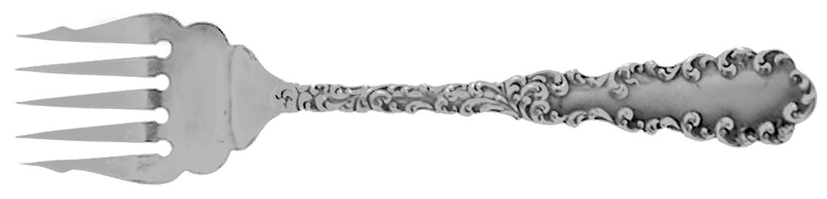 Waverly (Sterling, 1890) Large Solid Tined Sardine Serving Fork by Wallace Silver-1