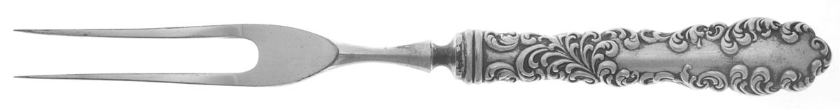 Waverly (Sterling, 1890) Small Steak Carving Fork with Stainless Prongs by Wallace Silver-1