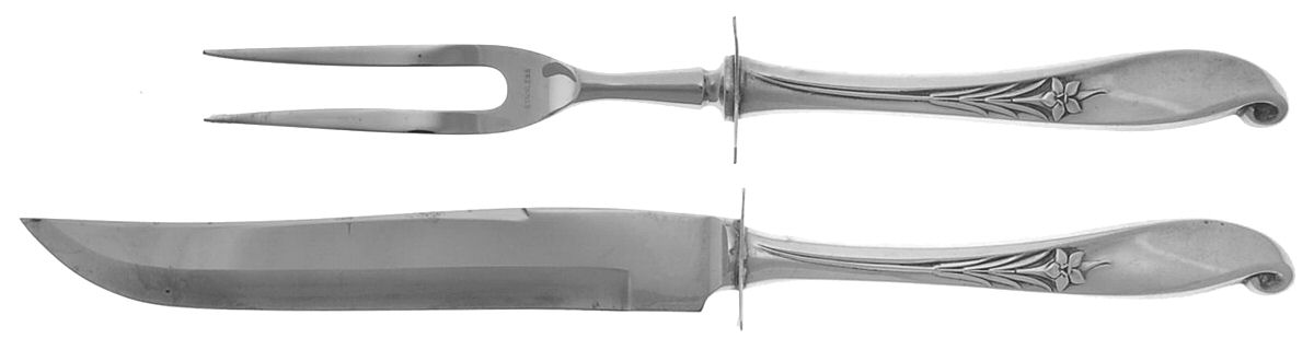 Wishing Star (Sterling, 1954) 2 Piece Small Carving Set W/ Sterling Guard by Wallace Silver-1