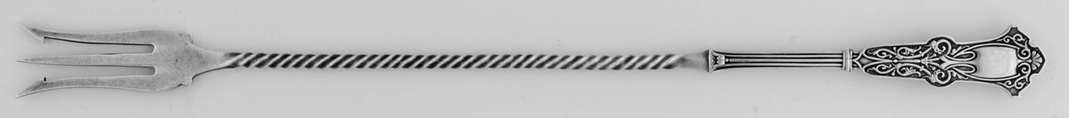 Alhambra (Sterling, 1880) Olive Fork W/Long Twist Handle by Whiting Manf Co-1