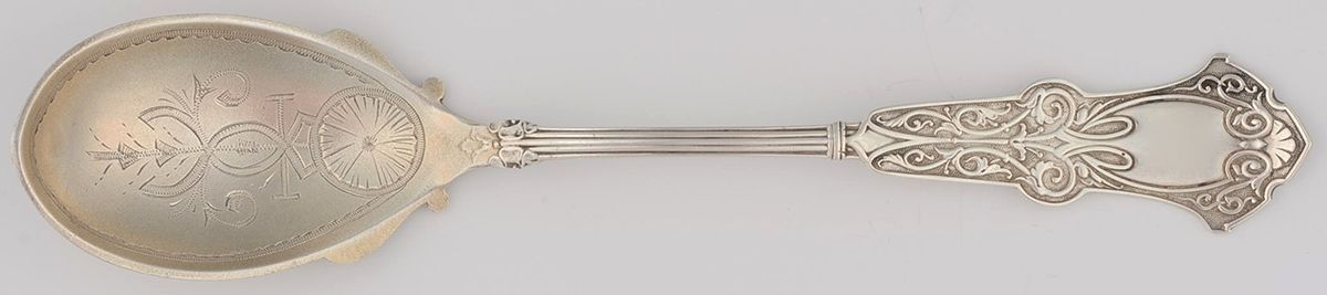 Alhambra (Sterling, 1880) Large Bright Cut Jelly Spoon by Whiting Manf Co-1