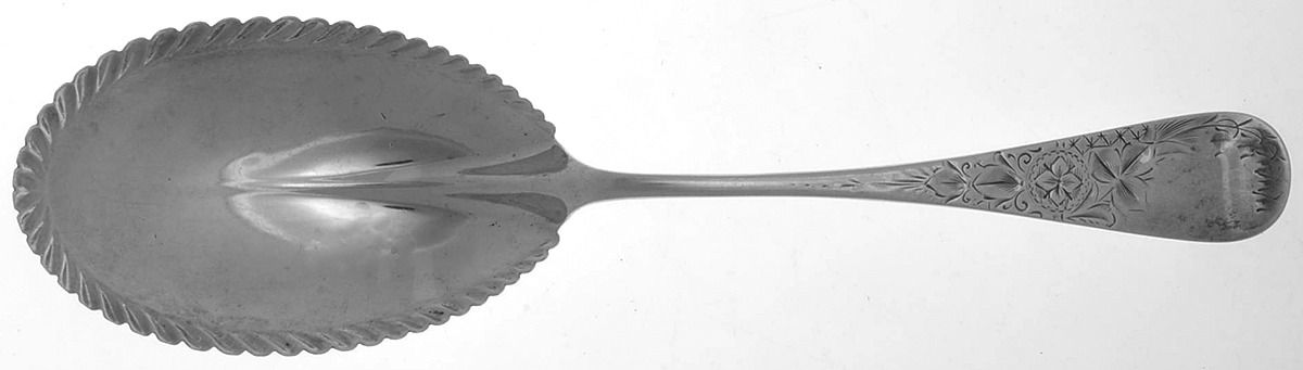 Antique Lily-Engraved (Sterling, 1882) Solid Salad Serving Spoon by Whiting Manf Co-1