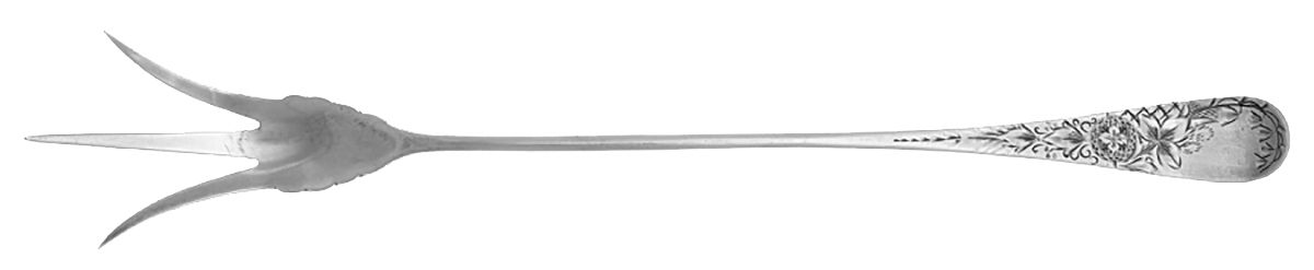Antique Lily-Engraved (Sterling, 1882) Large Lettuce Serving Fork by Whiting Manf Co-1