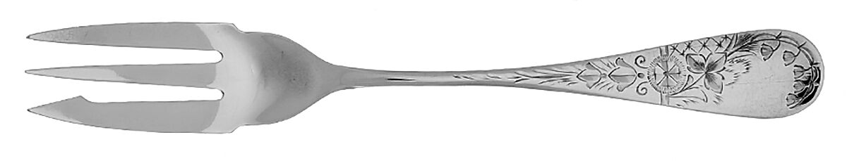 Antique Lily-Engraved (Sterling, 1882) Pastry Fork by Whiting Manf Co-1