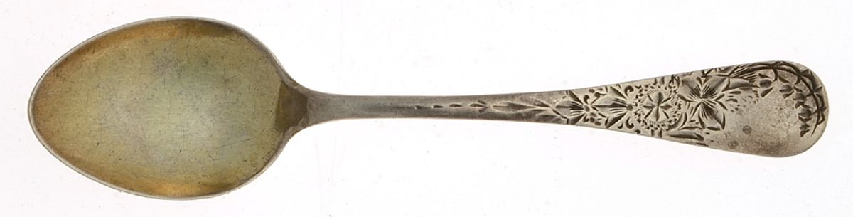 Antique Lily-Engraved (Sterling, 1882) Demitasse Spoon by Whiting Manf Co-1