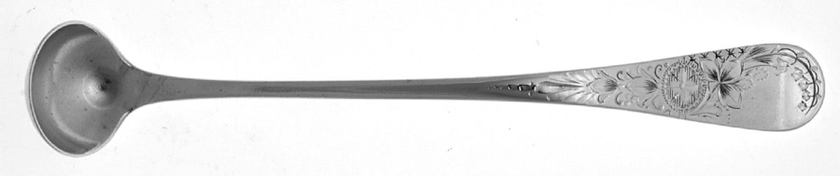 Antique Lily-Engraved (Sterling, 1882) Mustard Spoon by Whiting Manf Co-1