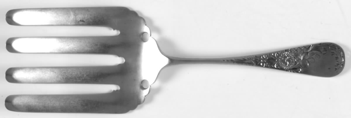 Antique Lily-Engraved (Sterling, 1882) Large Solid Asparagus Serving Fork by Whiting Manf Co-1