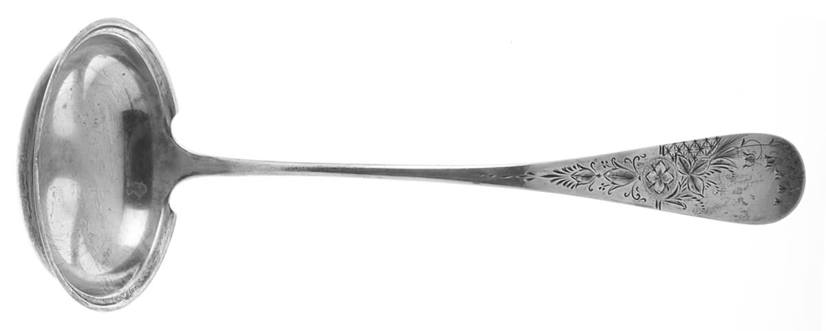 Antique Lily-Engraved (Sterling, 1882) Solid Soup Ladle by Whiting Manf Co-1