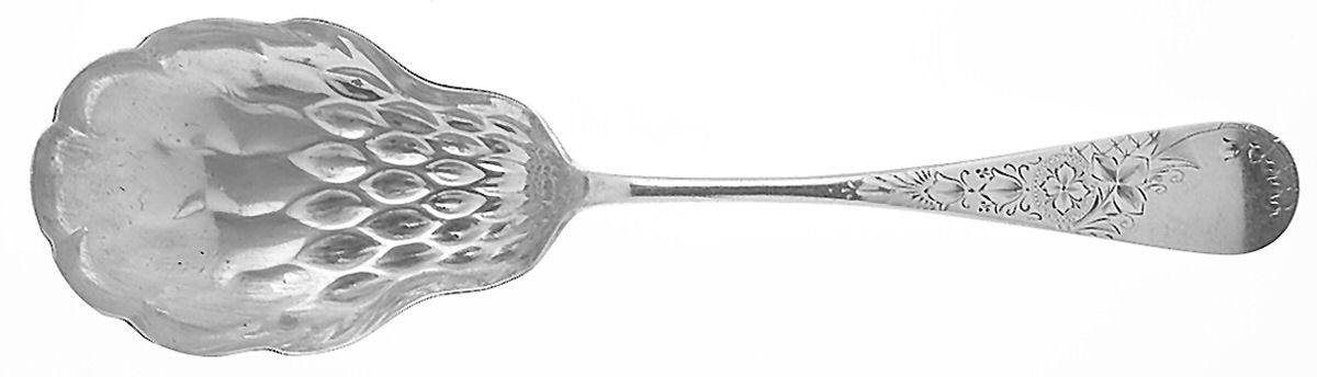Antique Lily-Engraved (Sterling, 1882) Large Solid Berry/Casserole Spoon by Whiting Manf Co-1