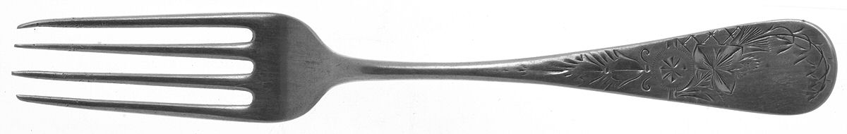 Antique Lily-Engraved (Sterling, 1882) Solid Youth Tea Fork by Whiting Manf Co-1