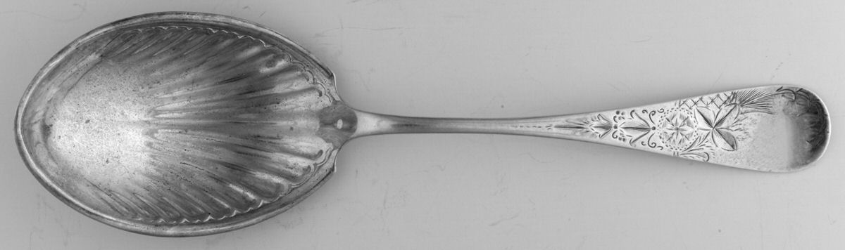 Antique Lily-Engraved (Sterling, 1882) Preserve Spoon by Whiting Manf Co-1