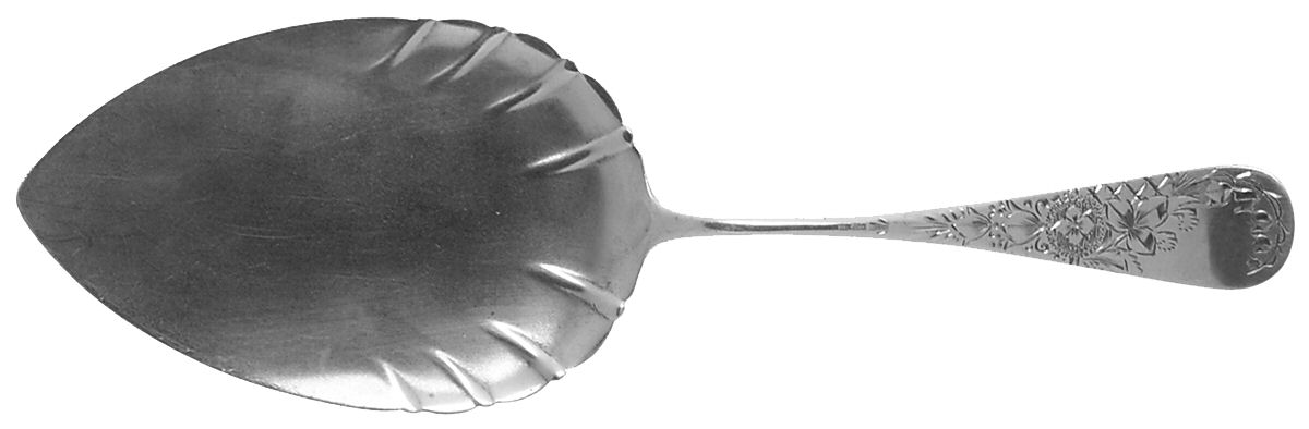 Antique Lily-Engraved (Sterling, 1882) Large Solid Pie Knife by Whiting Manf Co-1