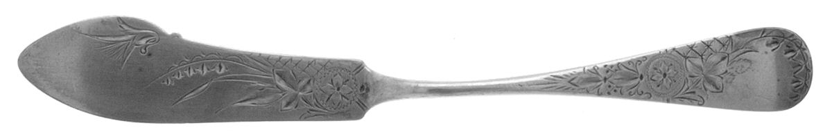 Antique Lily-Engraved (Sterling, 1882) Flat Handle Master Butter Knife by Whiting Manf Co-1