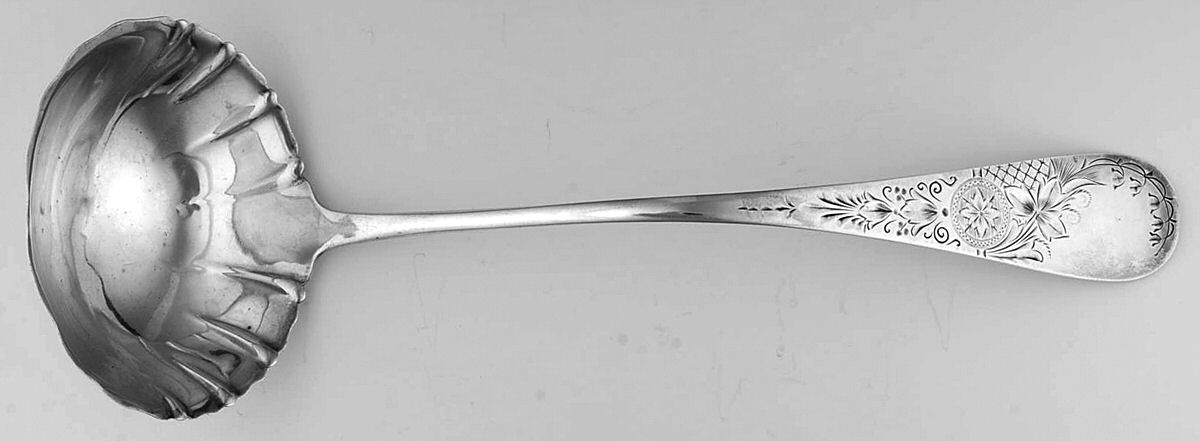 Antique Lily-Engraved (Sterling, 1882) Solid Soup Ladle by Whiting Manf Co-1